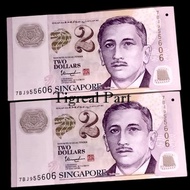 2 LEMBAR Koleksi Uang 2 Dollar Singapore Polymer ( UANG ASLI  )