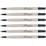 Pack of 6 Parker Quink Ink Roller Ball Pen Refills, Fine 0.5mm  &amp; Medium 0.7mm Point, Black Ink