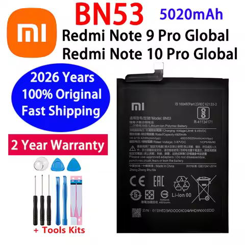 100% Original New 5020mAh BN53 Battery for Xiaomi Redmi note 10 Pro global/Redmi note 9 Pro global B