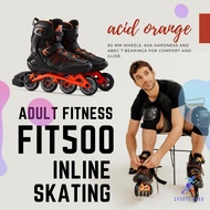 OXELO รองเท้าอินไลน์สเก็ต เพื่อการออกกำลังกายรุ่น FIT500 (สีส้ม Acid) ( Adult Inline Fitness Skates 