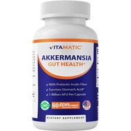 Vitamatic Akkermansia Muciniphila Gut Health - 60 DR Capsules (Delayed Released) - Made with Prebiot