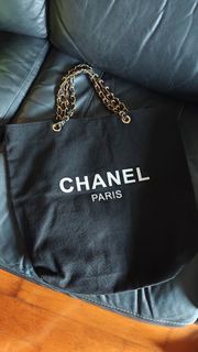 CHANEL PARIS Black Tote Bag 帆布袋