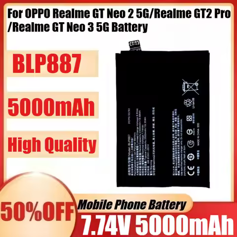 New BLP887 5000mAh 7.74V Battery For OPPO Realme GT Neo 2 5G/Realme GT2 Pro /Realme GT Neo 3 5G Batt
