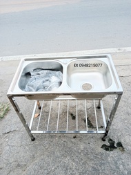 [HCM]COMBO CHẬU RỬA CHÉN CÓ CHÂN  VÀ VÒI INOX CAO CẤP KT 78 x 43 x 78cm (DxRxC)