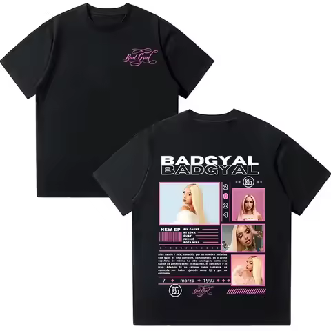 2026 Bad Gyal T Shirts Rapper Bad Gyal Women's Tee High Quality Cotton Women Clothing Pop Men T-shir