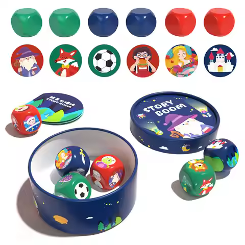 Montessori Dice Storytelling Children Educational Toys Wooden Story Dice Right Brain Games Logical T