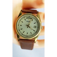 O64:Original PULSAR Analog Watch for Men from USA-Gold Tone