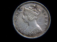 香港維多利亞銀幣-1899年香港一毫(Hong Kong Ten Silver Cents)銀幣(英女皇維多利亞歌德式Queen Victoria Gothic Version肖像)