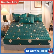 Mattress Protector Bed Sheet Cadar Single/Queen/King Fitted Bedsheet With Cotton Anti Slip Mattress Cover Simple Life