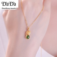 916 Gold Pawnable Natural Hotan Jade Fox Pendant Collar Necklace