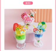 Kawaii จำลองถ้วยขนมหวานถ้วยไอศครีมเด็กแฮนด์เมด Diy ดินวัสดุแพคเกจไอศครีมของเล่น