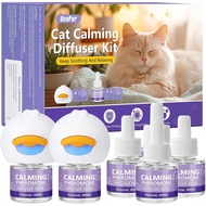 OcePor Cat Calming Diffuser 4 Penyelesaian Isi Semula, 2 Penyambung - Isi Semula Penyebar Feromon Ku