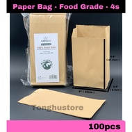 🔥🔥 Paper Bag 4s - Brown ( 100pcs± ) Food Grade - Disposable Paper Bag - ABBAware - Paper Bag 4