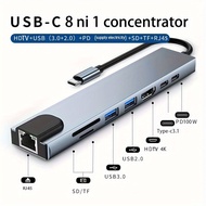 USB C Docking Station 8 in 1 with RJ45 PD Ports High-Speed Data Transfer for Laptop PC MacBook QE72