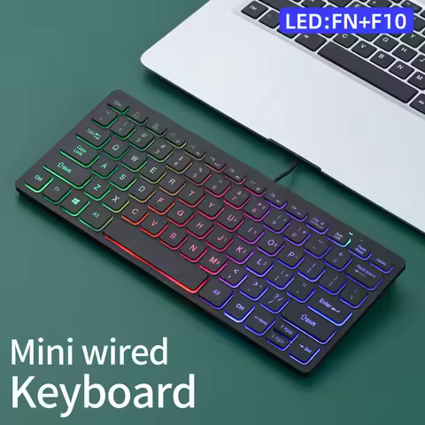 M70 Slim Keyboard Wired, APAYADO Mini Dazzling Color Keyboard, Character Translucent Keycaps, Bass C