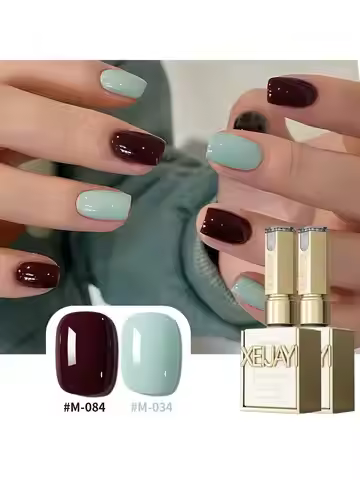 2025 Spring/Summer Viral Wine Red & Mint Green Mini Duo - Brightening Trendy UV Gel Polish Set for N