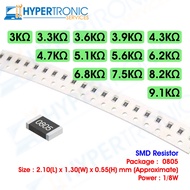 10pcs SMD Resistor, Chip Resistor , Size 0805 - 3k 3.3k 3.6k 3.9k 4.3k 4.7k 5.1k 5.6k 6.2k 6.8k 7.5k