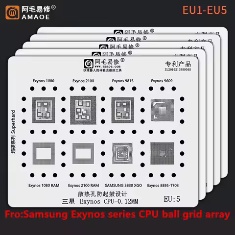 AMAOE EU5 Amaoe BGA Stencil EU1 2 3 4 5 For Samsung Exynos CPU RAM IC Chip Solder Ball Reballing Pin