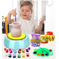 DIY Clay Kids Pottery Wheel Art &amp; Craft Kit AirDry Clay Color Paint Toy Education Activity Children Seni Tembikar Tanah