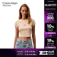 CALVIN KLEIN เสื้อยืดคอกลมแขนสั้นผู้หญิง Monogram logo ทรง Baby Tee รุ่น 47AB802 RM7 - สีพีช
