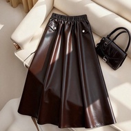 Plus Size Women Elastic Waist PU Leather Pocket Skirt, Casual For Autumn/Winter Belt Skirt Dhgate Wo