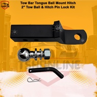 Tow Bar Tongue Ball Mount Hitch 2" Tow Ball & Hitch Pin Lock Kit Towing Bar