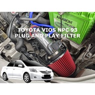 Toyota vios ncp93 2007-2013 engine filter plug and play Open Pod Filter Ram Pipe Anti Heat System up