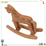 TEAMY Tabletop Trojan Horse Decor, Pine 7.48x7.09in Wooden Rocking Horse Ornament, Tabletop Small Or