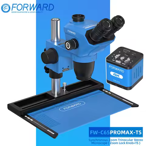 Forward FW-C65Pro Max-TS Trinocular Stereo Synchronous Zoom Microscope for Phones PCB Electronics We