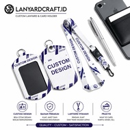 [K4] Custom Leather ID Card Holder + Custom Lanyard Full Printing Company Name Logo TAG - Leather ID