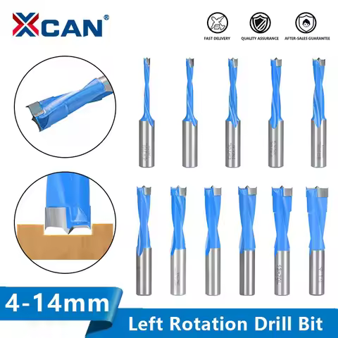 XCAN 1pc 4-14mm Wood Forstner Drill Bit Left Rotation Router Bit Row Drilling for Boring Machine Dri