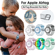 AirTag bracelet for Kid Soft TPU AirTag Wristband Kids, Lightweight GPS Tracker Holder Compatible with AirTag Watch Band for Child (Blue; Crystal)