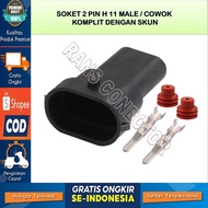 COMPLETE H11 MALE CONNECTOR SOCKET Skun AND RUBBER SEAL-SOCKET H11 MALE FOGLAMP LAMP COMPLETE Skun
