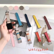 ใช้ได้กับ Apple Watch iwatch6/se/5/4/3 generation หนังลูกวัวสีตัดกันหนังแท้สายนาฬิกา