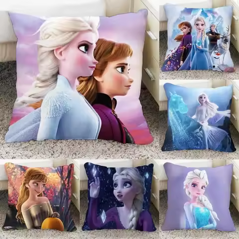 Cartoon Disney "Frozen" Character Pattern Polyester Square Pillowcase Home Bedroom Office Hotel Deco