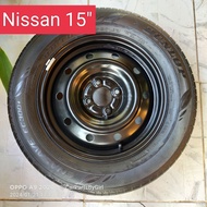 (ราคาต่อวง)ล้ออะไหล่ Nissan #ขอบ15 #ดุม 60.1#4รู100 พร้อมยาง Dunlop 185/65/15 ปี 21 (2121)