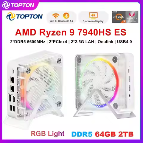 AMD Mini PC Ryzen 9 7940HS ES R7 7840HS ES Gaming PC RGB Color Gamer Windows 11 WiFi 6 DDR5 NVMe SSD