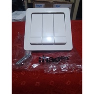 3 Gang Switch Hager Brand Triple Switch/ Type WGCL131F White Color