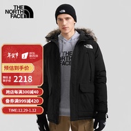 北面（The North Face）羽绒服男22秋冬款户外600蓬鹅绒填充连帽中长款防水保暖外套5B19 JK3/黑色 L