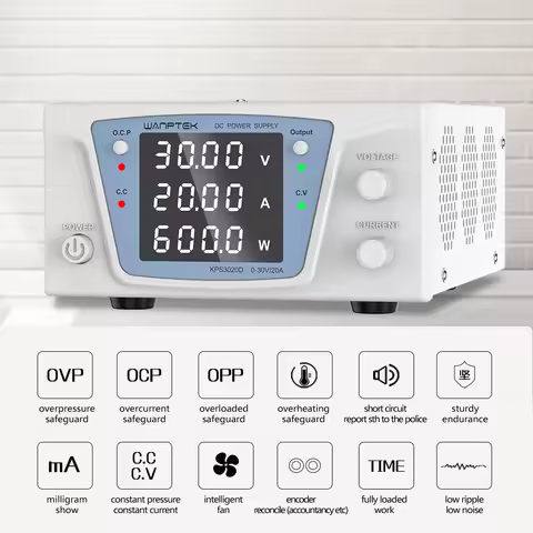 Wanptek DC Power Supply 30V 20A Lab Switching Power Supply 60V 10A Adjustable Power Supply AC220V 11