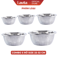 [ COMBO 6 RỔ NHIỀU SIZE ] Rổ đa năng sâu lòng Lavita từ inox siêu dày chống rỉ sét tốtdùng để đựng r
