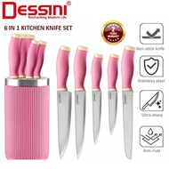 DESSINI 6IN1 Kitchen Knife Set Stainless Steel Set Pisau Dapur Chef Slicer Bread Paring Utility Knif