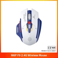 M6P F9 2.4G Wireless Mouse Rechargeable Sci-Fi Mecha Style Noiseless Clicks Gaming Mouse 2400DPI Opt