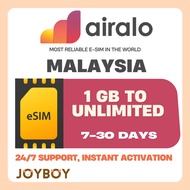 🇸🇬[SG SELLER]🇸🇬 Airalo eSIM – UNLIMITED Malaysia DATA | 100% Digital SIM | No Roaming Charges | QR C