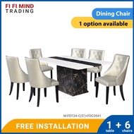 Camillo Marble Dining Set/ Marble Dining Table/ Meja Makan 6 Kerusi/ Meja Makan Marble/ Meja Makan Set