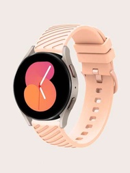 1入組三星Galaxy Watch5/4粉色矽膠智能手錶錶帶，帶同色表扣