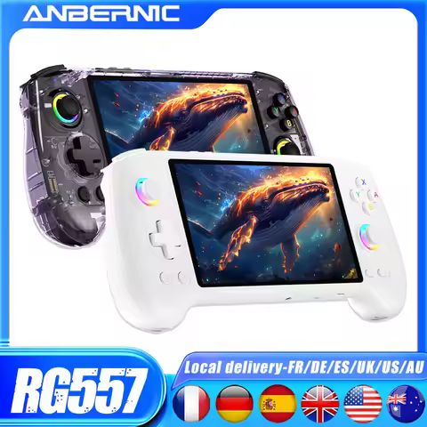 ANBERNIC RG557 Retro Handheld Game Console 5.48 Inch AMOLED Screen Handheld Emulator Android 14 Syst