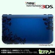 (new Nintendo 3DS 3DS LL 3DS LL ) 草花シルエット1黒 カバー