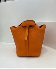 Hermes Picotin 18 愛馬仕橙色 金扣