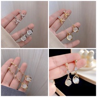 ANI STUDIO Korean Style Crystal Ribbon Drop Earring S925 Gold Plate Simple Elegant Design